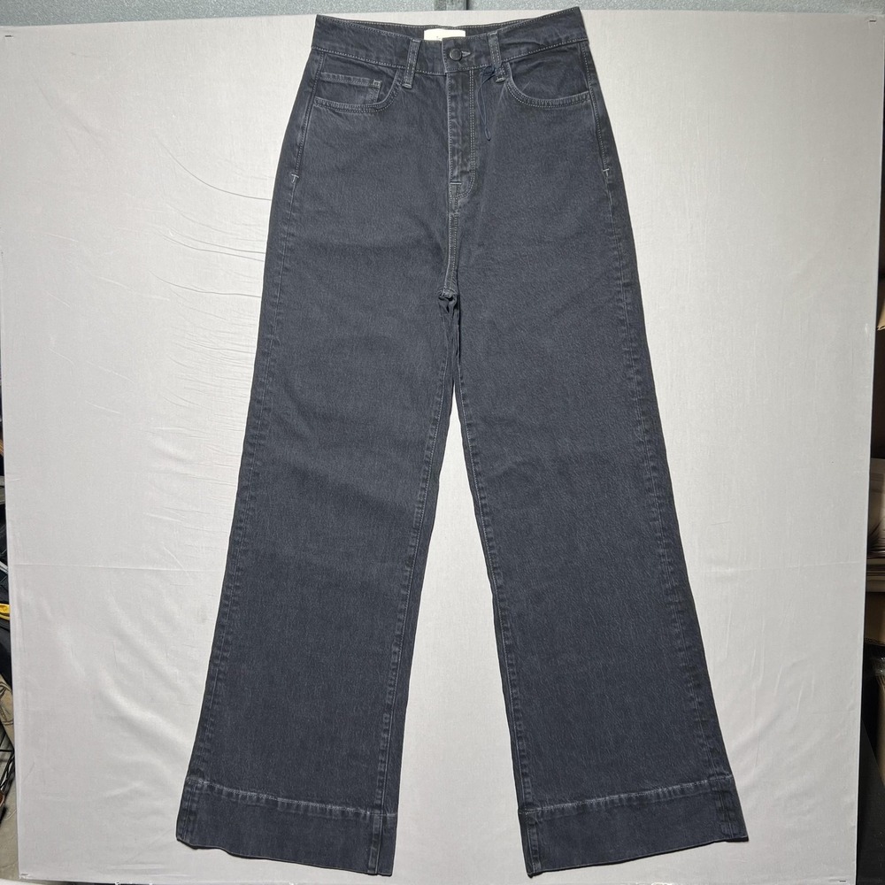 Triarchy Ms Onassis Womens Black V High Rise Wide Leg Denim Organic Cotton Jeans